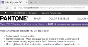 Pantone claim about deviations