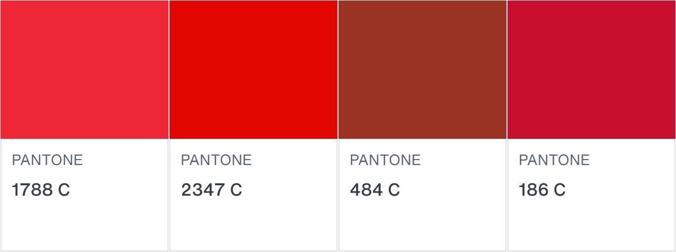 different Pantone colors for Coca-Cola red