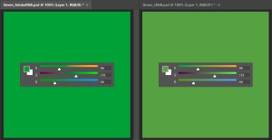 Same values in AdobeRGB and sRGB